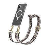 EAZY CASE Catena per cellulare - Cinturino regolabile compatibile con iPhone 17, tracolla, cordino per cellulare con custodia in silicone, compatibile con ricarica Qi, borsa a tracolla, grigio nero