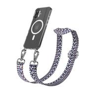 EAZY CASE Catena per cellulare - Cinturino regolabile compatibile con iPhone 17, tracolla, cordino per cellulare con custodia in silicone, compatibile con ricarica Qi, borsa a tracolla, blu bianco e