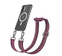 EAZY CASE Catena per cellulare - Cinturino regolabile compatibile con iPhone 17, tracolla, cordino per cellulare con custodia in silicone, compatibile con ricarica Qi, borsa a tracolla, rosa blu