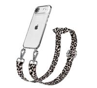 EAZY CASE Catena per cellulare - Cinturino regolabile compatibile con iPhone Air, tracolla, cordino per cellulare con custodia in silicone, borsa a tracolla, Leo - nero beige metallo argento