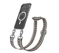 EAZY CASE Catena per cellulare - Cinturino regolabile compatibile con iPhone Air, tracolla, cordino per cellulare con custodia in silicone, compatibile con ricarica Qi, borsa a tracolla, grigio nero e