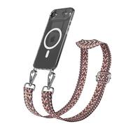 EAZY CASE Catena per cellulare - Cinturino regolabile compatibile con iPhone Air, tracolla, cordino per cellulare con custodia in silicone, compatibile con ricarica Qi, borsa a tracolla, rosa argento