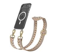 EAZY CASE Catena per cellulare - Cinturino regolabile compatibile con iPhone Air, tracolla, cordino per cellulare con custodia in silicone, compatibile con ricarica Qi, borsa a tracolla, marrone oro