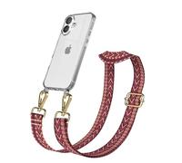 EAZY CASE - Catena per cellulare con tracolla regolabile per iPhone 17 - Tracolla tascabile da cambiare con custodia trasparente per iPhone 17, tracolla sottile in rosso, marrone, oro