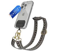 EAZY CASE - Catena Universale da Appendere al Collo Compatibile Con Qualsiasi Cellulare, Abbinabile alla Custodia, Cordoncino Colorato Boho Nero Grigio Oro