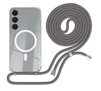 EAZY CASE - catenella per cellulare compatibile con Galaxy S25 Plus, catenella da appendere, custodia in silicone con laccetto, custodia trasparente per cellulare in Antracite