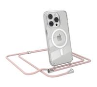 EAZY CASE - catenella per cellulare compatibile con iPhone 15 Pro, catenella da appendere, custodia in silicone con laccetto, custodia trasparente per cellulare in Oro rosa