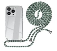 EAZY CASE catenella telefonica compatibile con iPhone 16 Pro custodia telefonica con cordino, cordino telefonico, elegante catenella con custodia per smartphone, Verde Camouflage