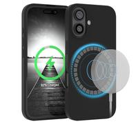 EAZY CASE - Cover in Silicone per iPhone 16, cover con ricarica Qi in silicone, morbida e antiurto, protezione sottile per fotocamera, copertura TPU resistente in Nero