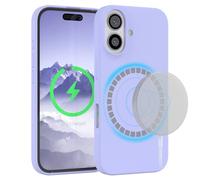 EAZY CASE - Cover in Silicone per iPhone 16, cover con ricarica Qi in silicone, morbida e antiurto, protezione sottile per fotocamera, copertura TPU resistente in Viola chiaro