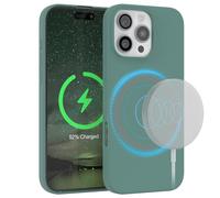 EAZY CASE - Cover in Silicone per iPhone 16 Pro Max, cover con ricarica Qi in silicone, morbida e antiurto, protezione sottile per fotocamera, copertura TPU resistente in Verde pino