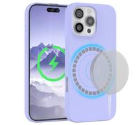 EAZY CASE - Cover in Silicone per iPhone 16 Pro Max, cover con ricarica Qi in silicone, morbida e antiurto, protezione sottile per fotocamera, copertura TPU resistente in Viola chiaro