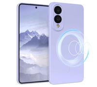 EAZY CASE - Custodia in silicone magnetica per Galaxy S25 Edge, custodia in silicone viola morbido antiurto con protezione della fotocamera, sottile protezione TPU Bumper in pastello lavanda blu