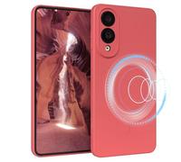 EAZY CASE - Custodia in silicone magnetica per Galaxy S25 Edge, in silicone rosso morbido resistente agli urti, con protezione della fotocamera, sottile, cover in TPU Bumper in rosso pastello chiaro