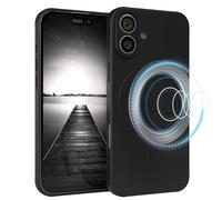 EAZY CASE - Custodia in silicone magnetica per iPhone 16 Plus, custodia in silicone nero morbido antiurto magnetico, custodia protettiva con protezione per fotocamera sottile, cover TPU Bumper in nero