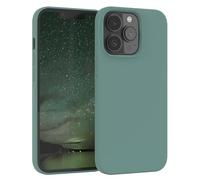 EAZY CASE custodia per cellulare in silicone premium compatibile con iPhone 13 Pro con protezione della fotocamera e rivestimento interno custodia protettiva bumper in Verde notte