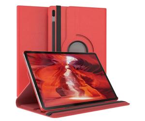 EAZY CASE - Custodia per Samsung Galaxy Tab S7 FE / 5G tablet Cover protettiva Smart Cover Supporto rotante Astuccio pieghevole 360° girevole con funzione stand Similpelle Rosso