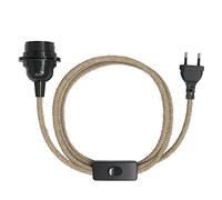 EAZY CASE - Portalampada E27 Con Cavo in Iuta e Interruttore - Attacco E27 - Lampadina Con Cavo - Fai Da Te