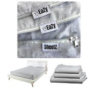 EaZy SheetZ™: Lenzuola con angoli che non si staccano, lenzuola con cerniera, lenzuolo con angoli, lenzuolo con angoli con cerniera, lenzuola con cerniera (grigio) Queen 60 x 80 x 14 standard