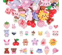 EBANKU 100 ciondoli kawaii con retro piatto, in resina, a forma di animaletti, decorazioni 3D per unghie, artigianato fai da te, creazione di gioielli