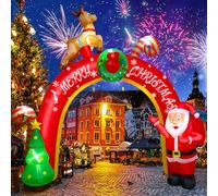 EBANKU 10FT Decorazione gonfiabile di Natale con LED incorporati, Blow Up Yard Father Christmas Decoration Decorazioni gonfiabili di Natale ad arco per feste all'interno, all'aperto