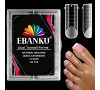 EBANKU 120 PCS Unghie Finte Nail System Dual ToeNail Form, Riutilizzabili Pedi Dual Form Kit Lunghe Quadrate Nail Form Acrilico Tips Unghie con Scala Graduata per Unghie Strumenti