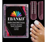 EBANKU 120 PCS Unghie Finte Nail System Dual ToeNail Form, Riutilizzabili Pedi Dual Form Kit Rosa Lunghe Quadrate Nail Form Acrilico Tips Unghie con Scala Graduata per Unghie Strumenti