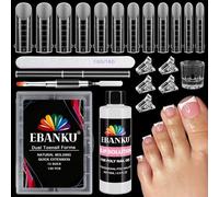 EBANKU 120PCS Unghie Finte Dual ToeNail Form con 75ml Slip Solution, Riutilizzabili Pedi Dual Form Kit Lunghe Quadrate Nail Form con Unghie Clip Pennello Polygel a Doppia Estremità e Lima Set