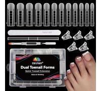 EBANKU 120PCS Unghie Finte Nail System Dual ToeNail Form, Riutilizzabili Pedi Dual Form Kit Lunghe Quadrate Nail Form Acrilico Tips Unghie con Unghie Clip Pennello Polygel a Doppia Estremità e Lima