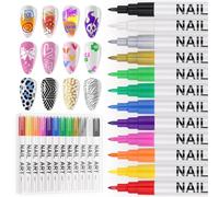 EBANKU 12PCS Penne Per Nail Art Punta, 3D Nail Art Pen, 0.7mm Penna per Fai Da te Graffiti Pen Manicure Strumenti Bellezza Adorna Regalo Per Halloween Natale