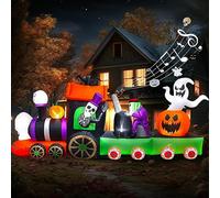 EBANKU 13 Piedi Gonfiabili Halloween Decorazioni, Treno Gonfiabile di Halloween Fantasma Scheletro Zucca con Urlo di Terrore e Agitando la Mano per Yard Garden Decorazioni Festa di Halloween