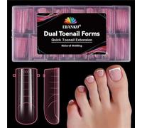 EBANKU 150 PCS Unghie Finte Nail System Dual ToeNail Form, Riutilizzabili Pedi Dual Form Kit Rosa Lunghe Quadrate Nail Form Acrilico Tips Unghie con Scala Graduata per Unghie Strumenti