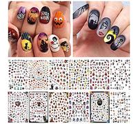 EBANKU 1500+ Pezzi Halloween Adesivi Unghie Decalcomanie 3D, Adesivi Strega Cranio Fantasma Zucca Decalcomanie Fai da Te Nail Art Decorazione Adesivo per Il Trasferimento per Unghie