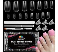 EBANKU 150PCS Unghie Finte Nail System Dual ToeNail Form, Riutilizzabili Pedi Dual Form Kit Lunghe Quadrate Nail Form Acrilico Tips Unghie con Unghie Clip Pennello Polygel a Doppia Estremità e Lima