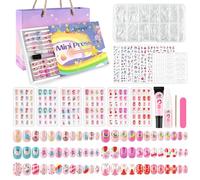 EBANKU 156 pz Press on Nail Kids Gift Box con 4 smalti per unghie