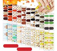 EBANKU 20 fogli Ringraziamento Full Nail Wrap Nail Polish Stickers, Autoadesivo Full Wrap Nail Art Stickers Autunno Nail Stickers Strisce Kit Manicure con Lima per Unghie per Donne Ragazze