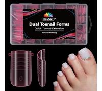 EBANKU 240 PCS Unghie Finte Nail System Dual ToeNail Form, Rosa Riutilizzabili Pedi Dual Form Kit Lunghe Quadrate Nail Form Acrilico Tips Unghie con Scala Graduata per Unghie Strumenti