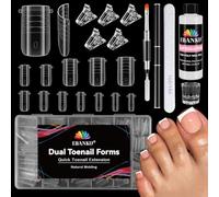 EBANKU 240PCS Unghie Finte Dual ToeNail Form con 75ml Slip Solution, Riutilizzabili Pedi Dual Form Kit Lunghe Quadrate Nail Form con Unghie Clip Pennello Polygel a Doppia Estremità e Lima Set