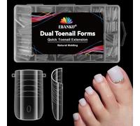 EBANKU 240PCS Unghie Finte Nail System Dual ToeNail Form, Riutilizzabili Pedi Dual Form Kit Lunghe Quadrate Nail Form Acrilico Tips Unghie con Unghie Clip Pennello Polygel a Doppia Estremità e Lima