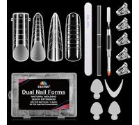 EBANKU 288 PCS Unghie Finte Nail System Dual Nail Form Matte Sistema per Unghie Strumenti per Manicure per Unghie con 96 Film per Unghie French Clip Pennello Polygel a Doppia Estremità e Lima(4 Stili)