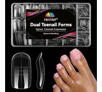 EBANKU 300 PCS Unghie Finte Nail System Dual ToeNail Form, Riutilizzabili Pedi Dual Form Kit Lunghe Quadrate Nail Form Acrilico Tips Unghie con Scala Graduata per Unghie Strumenti