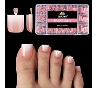 EBANKU 300PCS Tip Toe Press on Nails, Tip Unghie Piedi Ombré Rosa Chiaro Preformate Fake Nails Tips Piedi Acrilico Corte a Copertura Totale per Nail Art, 15 Misure