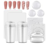 EBANKU 3PCS Stamper per Nail Art, Stamper Trasparente Morbido e per Strumenti French Smile Line con 3PCS Raschietti and Testine di Sostituzione per Nail Art
