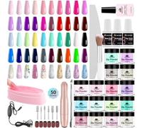 EBANKU 50 colori Dip Polvere Set Unghie Set con Punta Elettrica per Unghie Base e Superiore/Attivatore Liquido Nail Art Manicure Fai da te per tutti i giorni a casa, feste regalo per donne