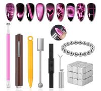 EBANKU 54PCS Cat Eye Magnete Bastone per Unghie Set, 8 Stili Magnetico Stick Magnete per Unghie - Nail Art Tool Uso con Occhio del Gatto UV Gel Polish Polvere o Smalto