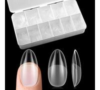 EBANKU 550 Pezzi Tip in Gel Unghie, 11 Misure Tip in Gel Ricostruzione Trasparenti, Tip per Unghie Finte a Copertura Completa, Gel Tips Unghie Mandorla per Salone Manicure