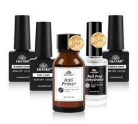 EBANKU 5PCS Clear Rubber Base Gel Top Coat Semipermanente, Primer per unghie Disidratatore per Unghie Set, Scintilla Asciugatura Rapida Durevole Nail Prep e Primer Unghie UV LED per Smalto Unghie Gel