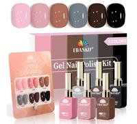 EBANKU 6 Colori 15ML Smalto Gel Set, Nude Rosa Nero Bianco Marrone Smalto Semipermanente per Unghie Soak Off UV/LED Gel Unghie DIY Nail Art Manicure Regalo