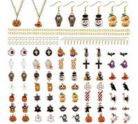 EBANKU 70 piezas de abalorios Halloween para hacer joyas, colgante aleación con 100 piezas gancho para la oreja y 5 piezas de collar con adorno de fantasma calabaza para joyería,collar,fabricación B