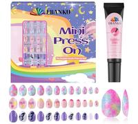 EBANKU 72 unghie finte a pressione, a forma di farfalla, per bambini, colorate, a pressione, corte, per unghie finte fai da te
